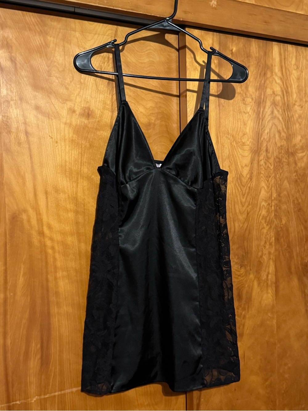 Vintage Y2K Victoria’s Secret Babydoll Slip Silky Floral Lace Black Lingerie